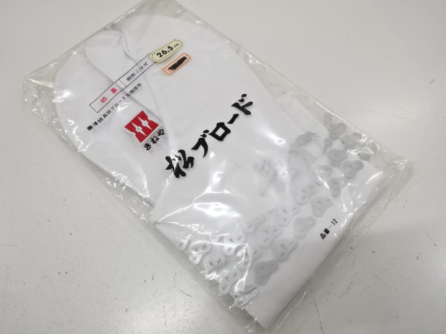 未使用品　男物　白足袋(26.5センチ・4枚コハゼ)